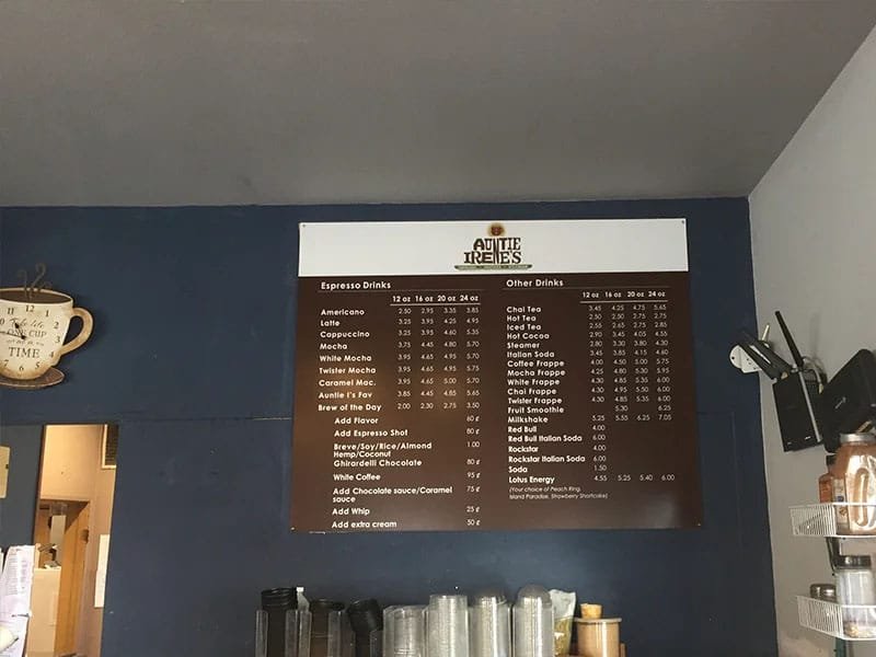 Coffee Menu Board Sign Printed