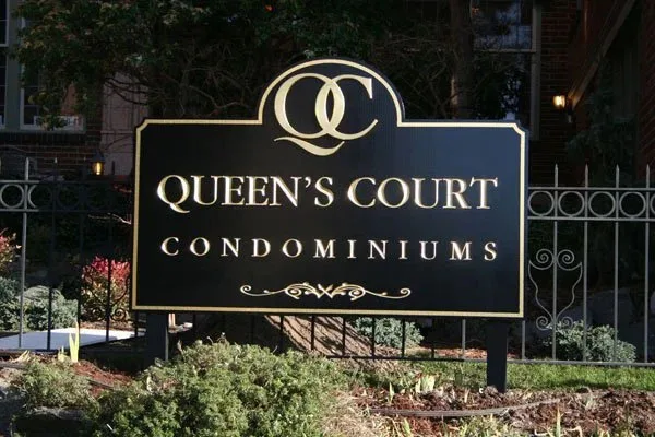 Condo Monument Sign with Gold Leaf Letters